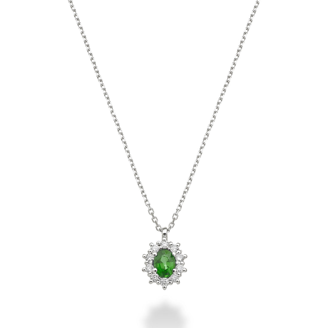 Mikiko cl 18k smeraldo n. ovale 4x3 ct.0,15 diam. ct.0,08 MD5125O4SMN