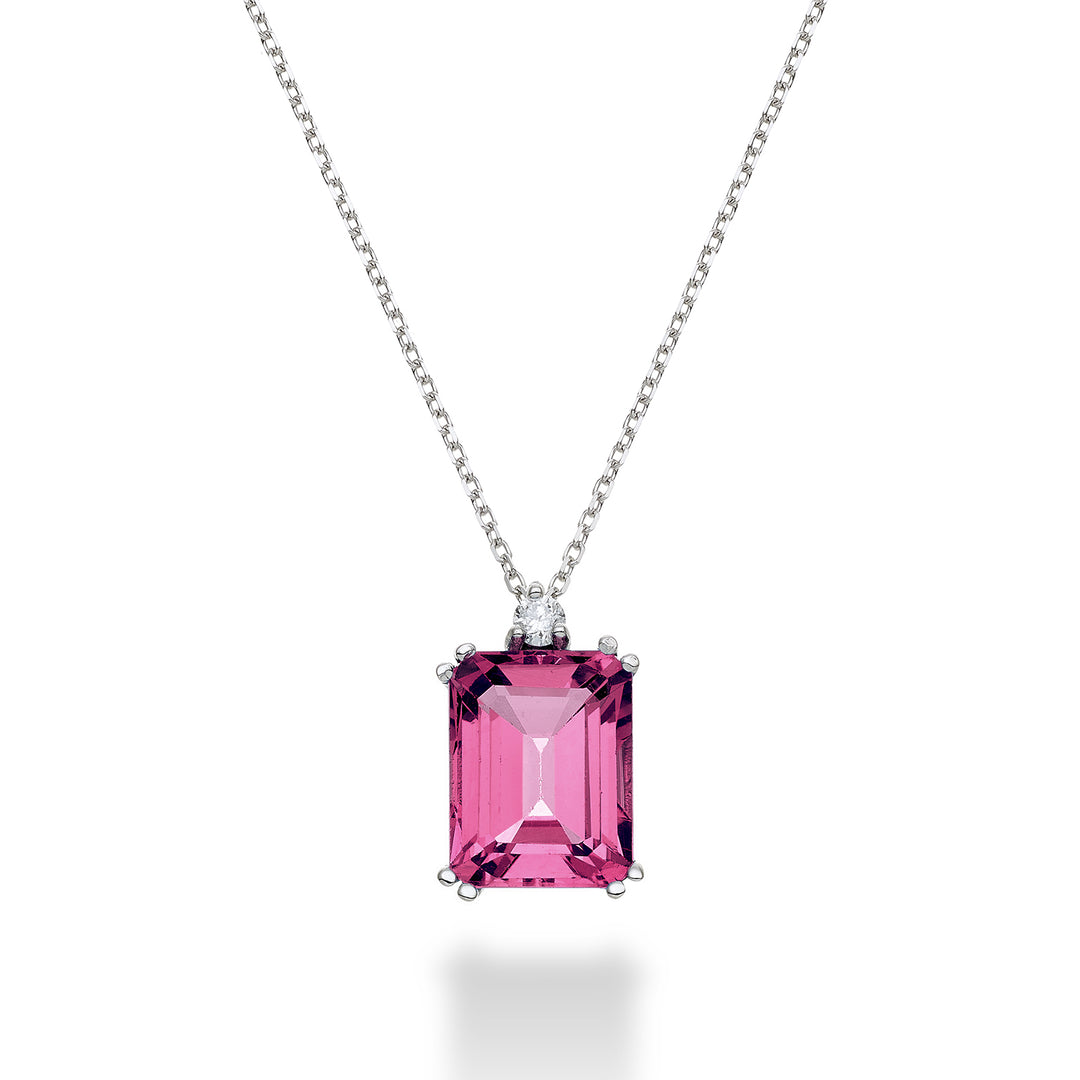 Mikiko cl 18k octagonal pink topaz 7x9 ct.2.60 diam. ct.0,04 MPCL090DITPPK4O4