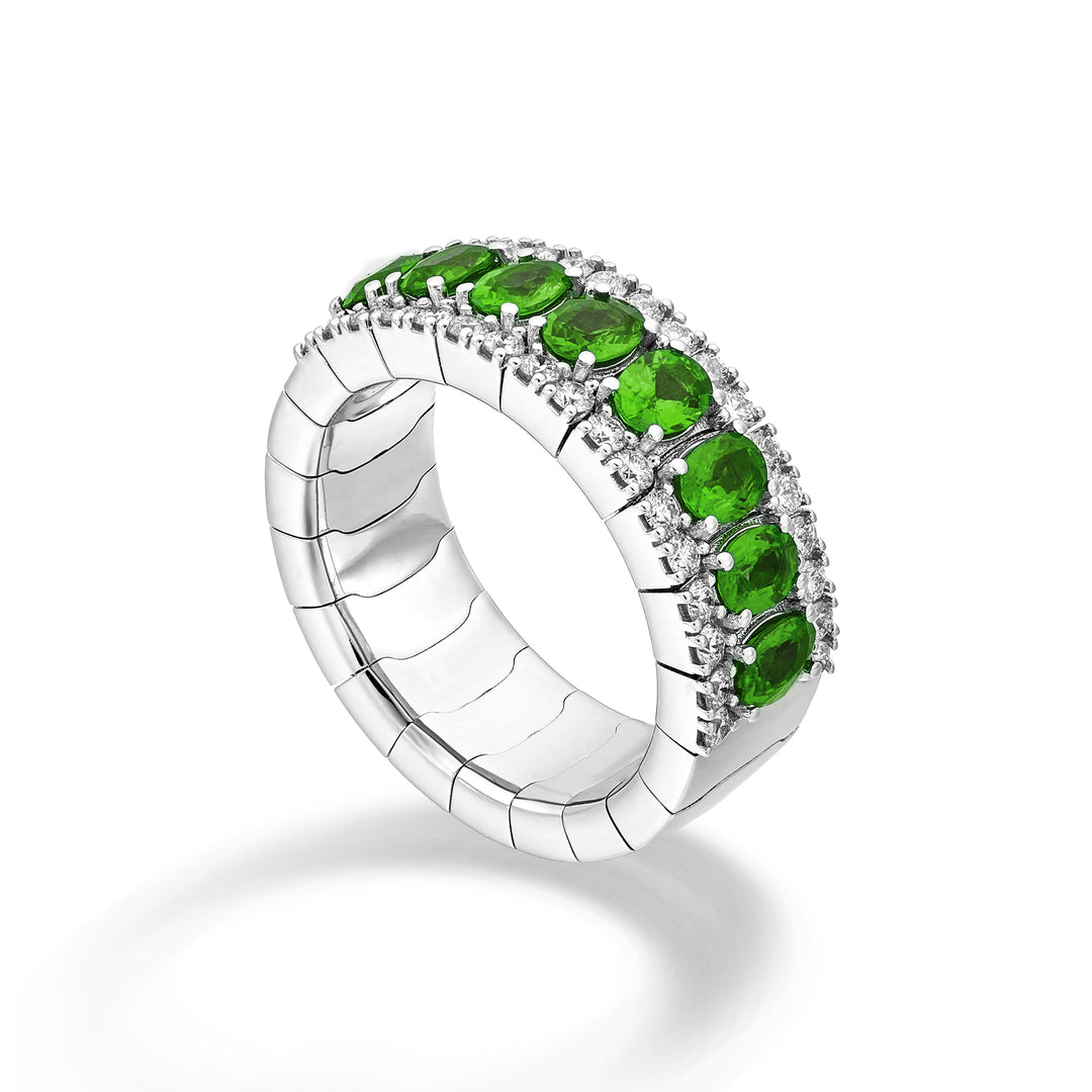 Golay anello riviera elastica 8 smeraldi ovali 4x3 e dia ARE447DSM438-24276110049