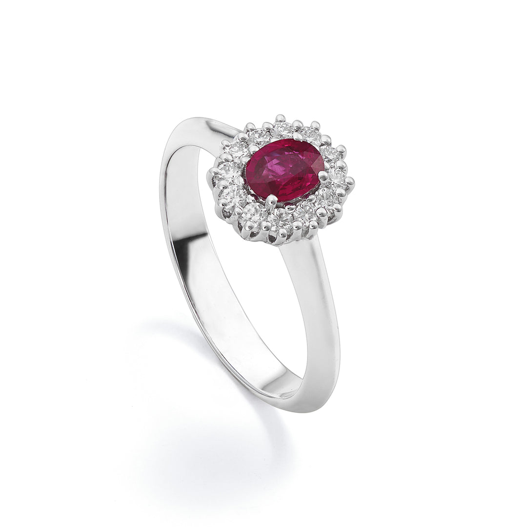 Bague Golay avec rubis ovale 6x5 et diamants contour ACL121DIRU56-22124110006