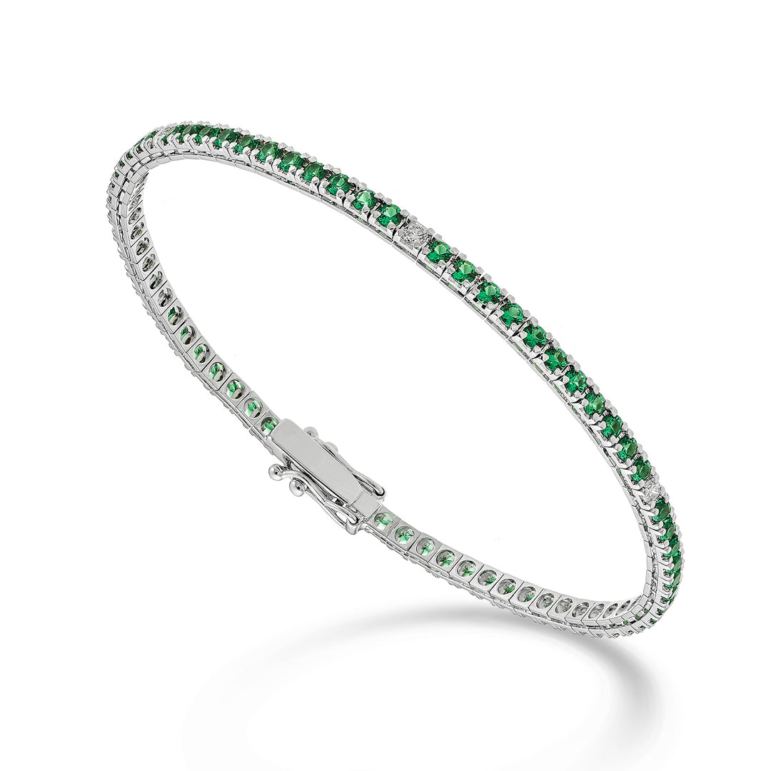 Nihama br tennis 18k émeraudes 2,30 ct diamants 0,22 ct 17,5 cm -71 réglages NBTQ250SMRDIO4