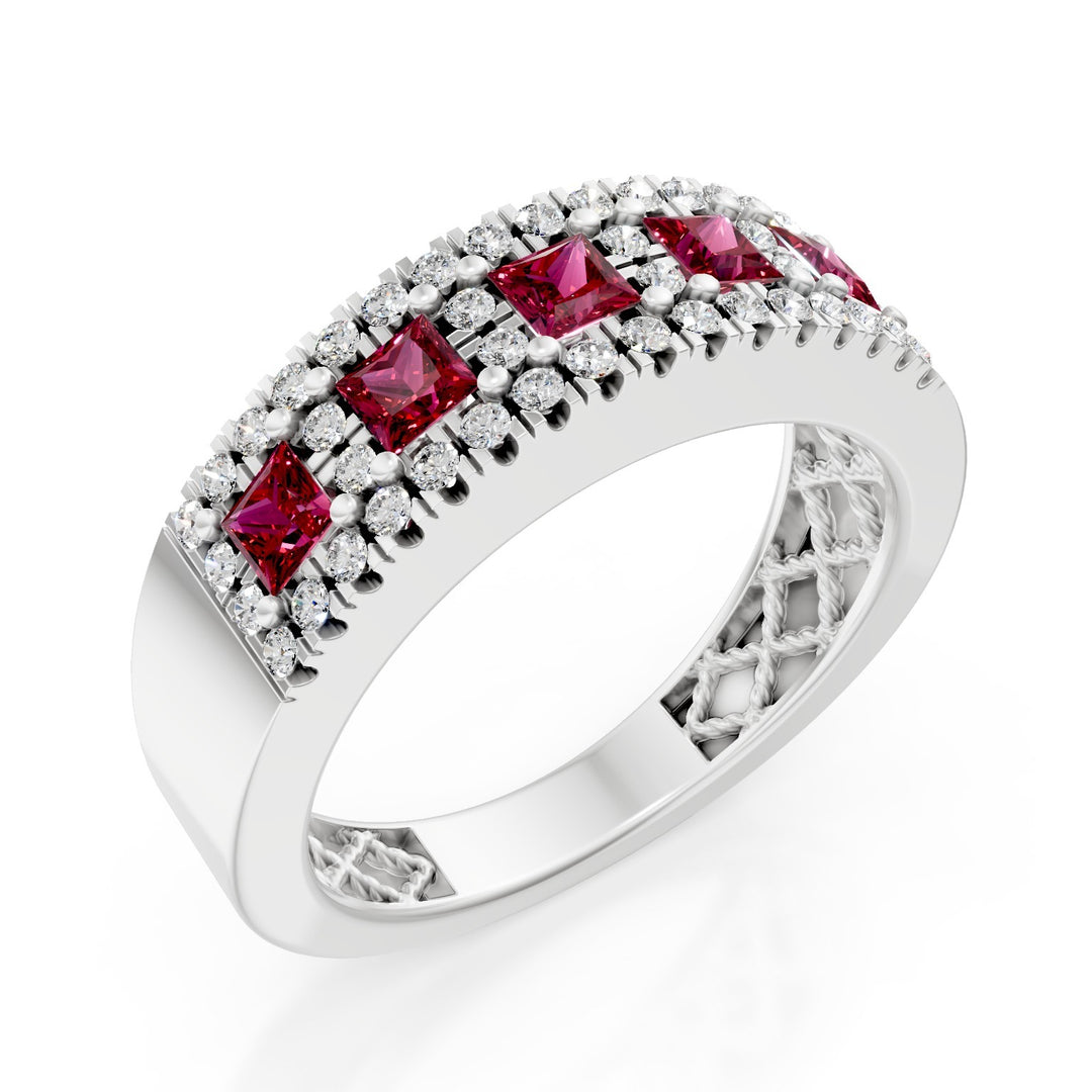 Bague Golay avec 5 carres princesse et contour AFS460DRU-24179110003