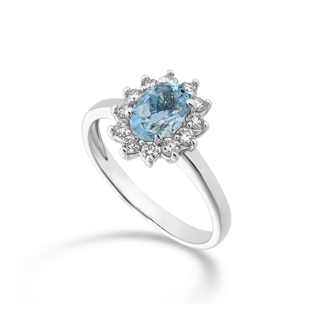 Nihama una aguamarina ovalada de 9k 6x4 ct.0,30 diam. 0,23 quilates NA5093R4AM