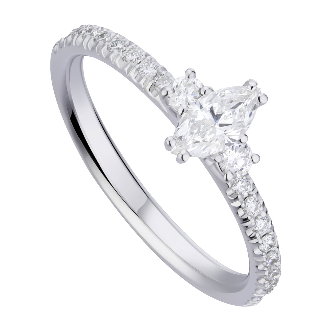 Bague solitaire World Diamond Group avec marquise et tige encastrée AMQC017DI1-19129110090