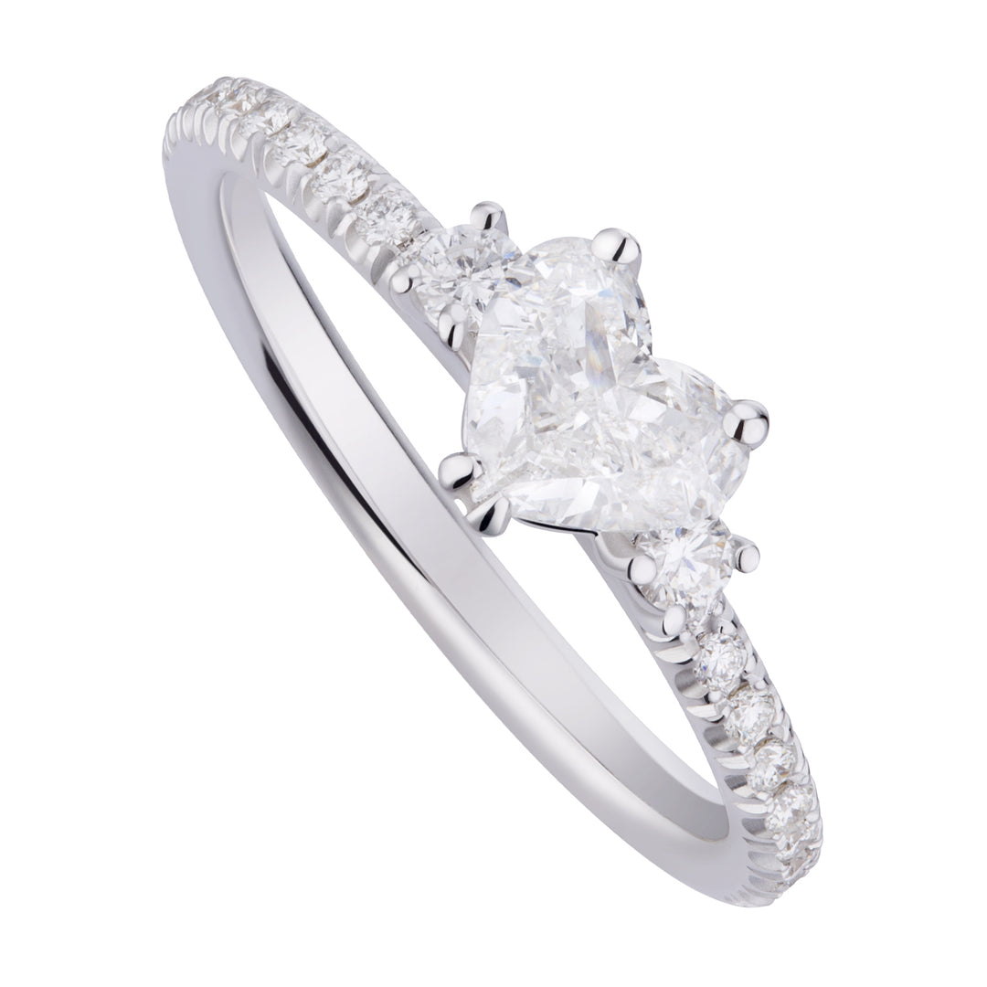 Anillo solitario con corazón y cuerpo empotrado de World Diamond Group ACUC017DI1-22308110043