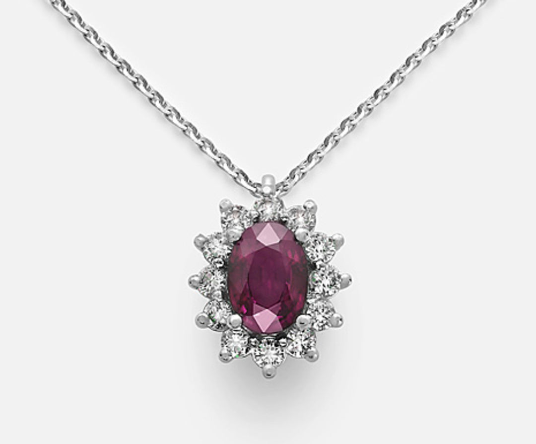 Nihama cl 18k rubino n. ovale 7x5 ct. 0,85 diam. ct.0,30 ND5048O4RBN085