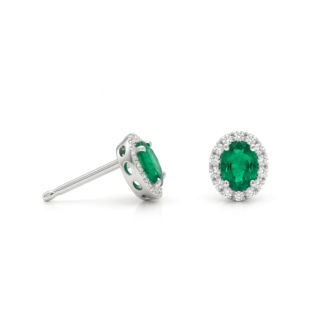 Nihama ou émeraude ovale 18 carats 5x4 avec entourage de diamants NO5184O4SMN
