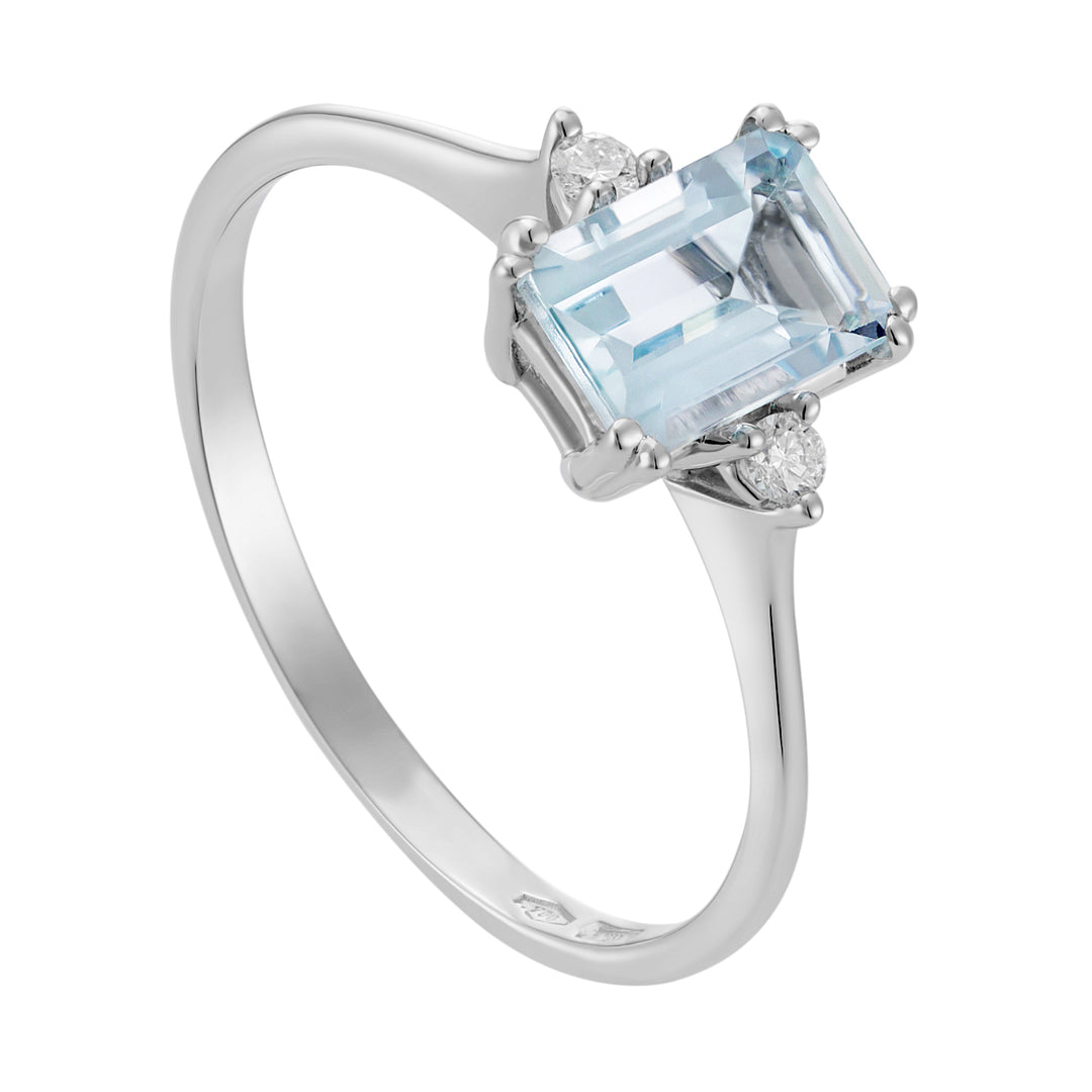 World Diamond Group anello acquamarina ottagonale 7x5 e diamanti ACL090DIAQ2-24127110013