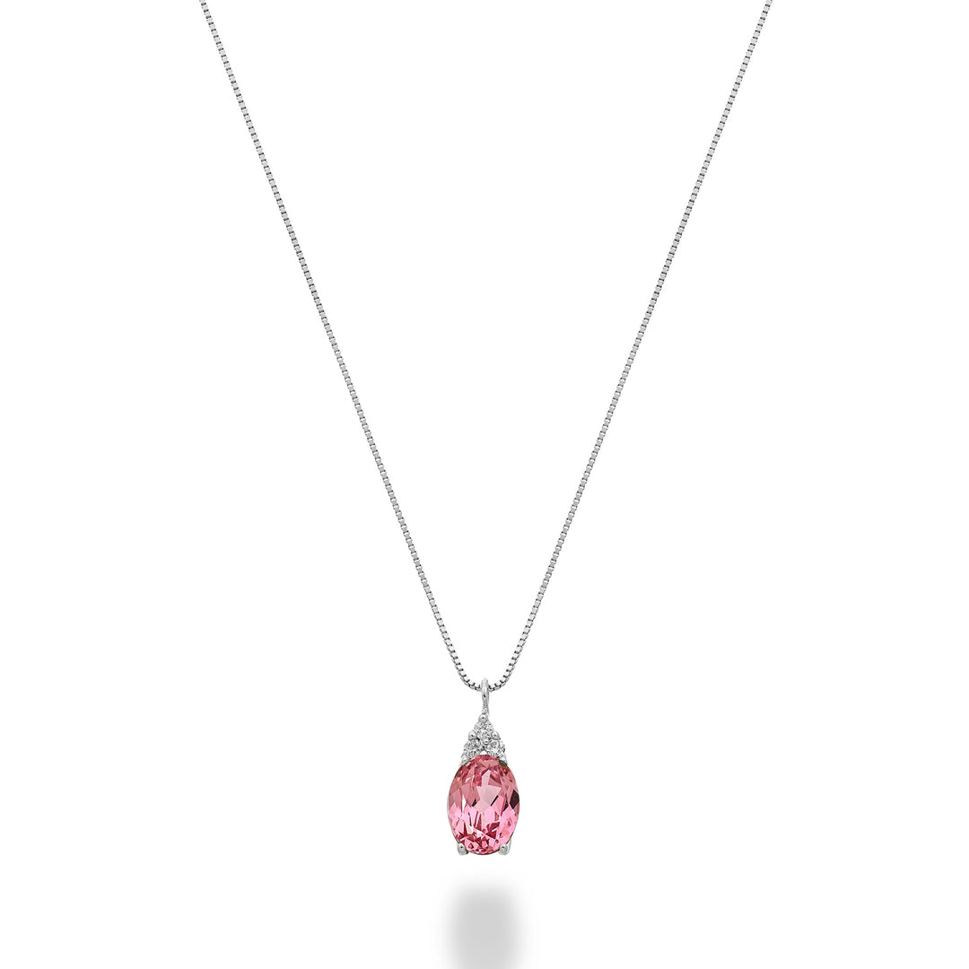 Mikiko cl 18k zafiro rosa ovalado 6x4 con tres diamantes MD5188O4ZFRP