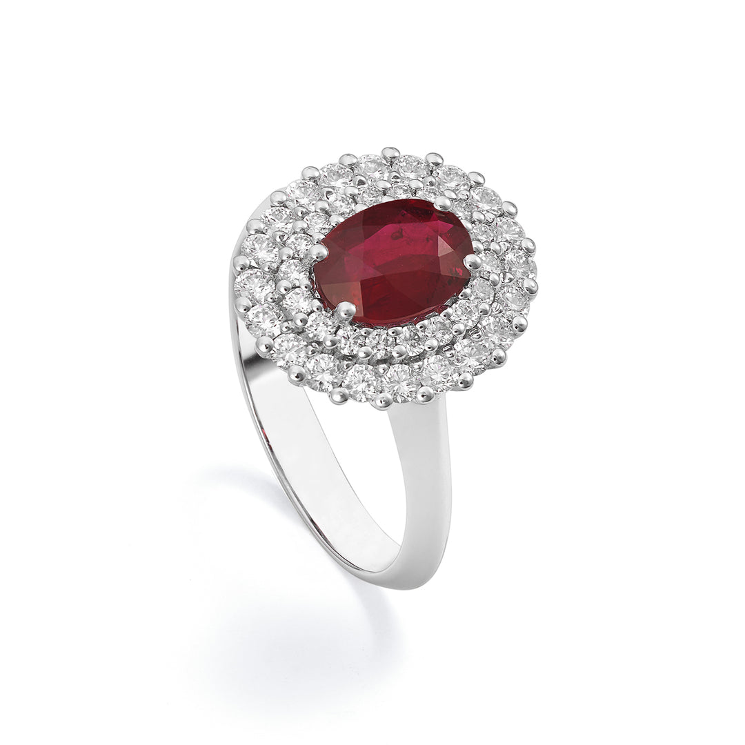 Bague Golay avec rubis ovale 7x5 et double contour ACLC128DIRU57-22098110069