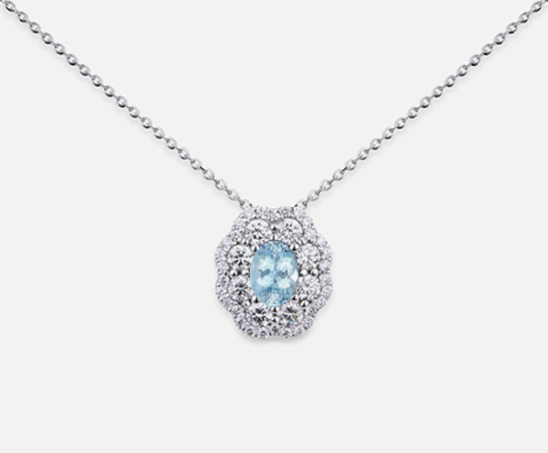 Nihama cl 18k aigue-marine ovale 6x4 ct.0.30 dia ct.0.63 ND5057O4AM