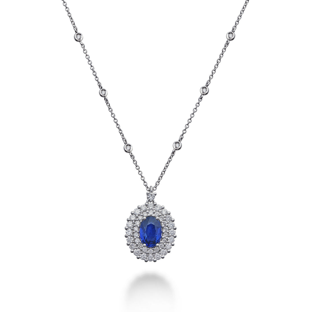 Collar Golay zafiro ovalado 7x5 con doble contorno PCL128DIZB57-23321110205