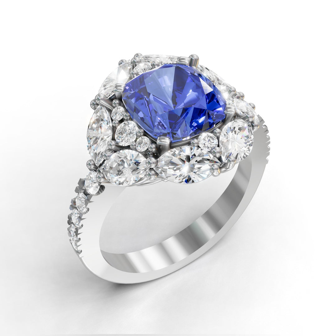 Anillo Golay zafiro cojín 9x9 contorno marquesa APU535DZB-25098110111