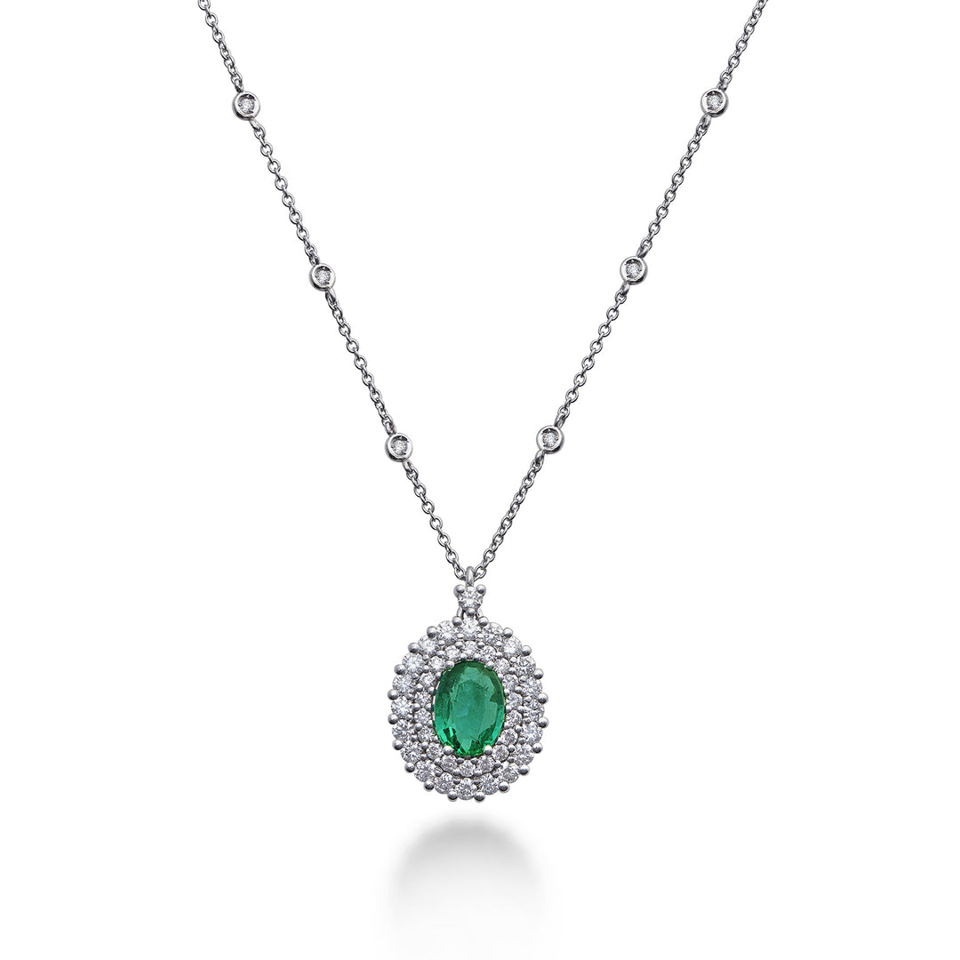 Collar Golay esmeralda ovalada 6x5 con doble contorno PCL128DISM65-22126110013