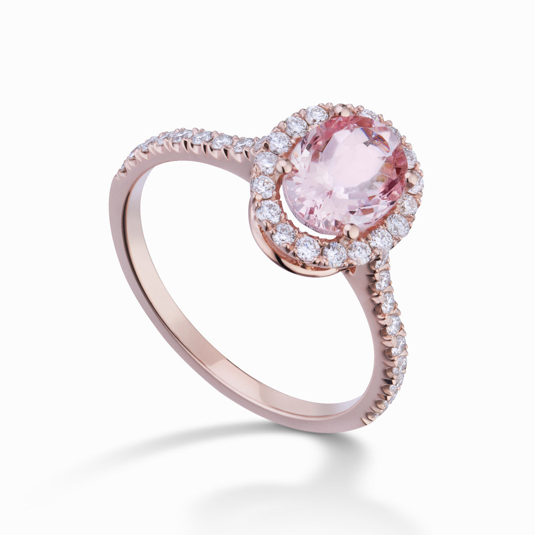 Bague morganite ovale World Diamond Group 9x7 et diamants ACLC070DIMO5-21209110055
