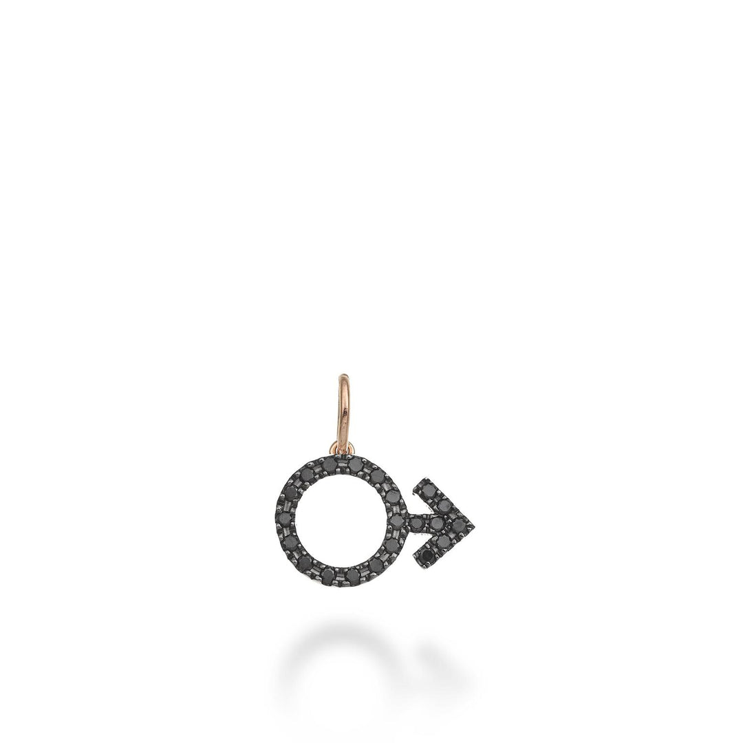Pendentif symbole homme World Diamond Group 18 carats 0,20 ct or rose noir GPEN216BKO3