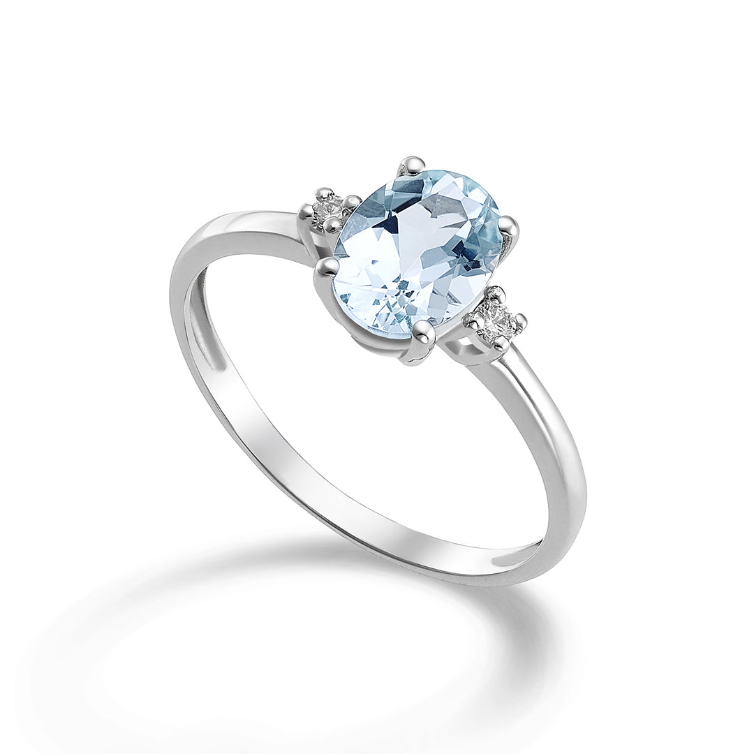 Mikiko an 9k oval aquamarine 7x5 ct.0,50 diam. ct.0,03 MA5073R4AM