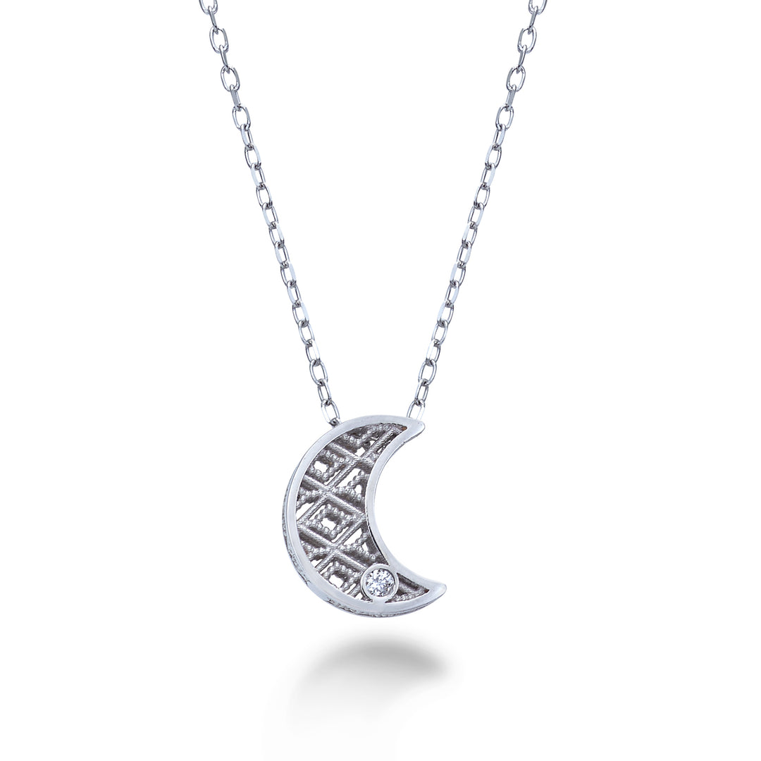 Nihama cl oro blanco luna de 18k diam. ct.0,01 NDLUNAO4