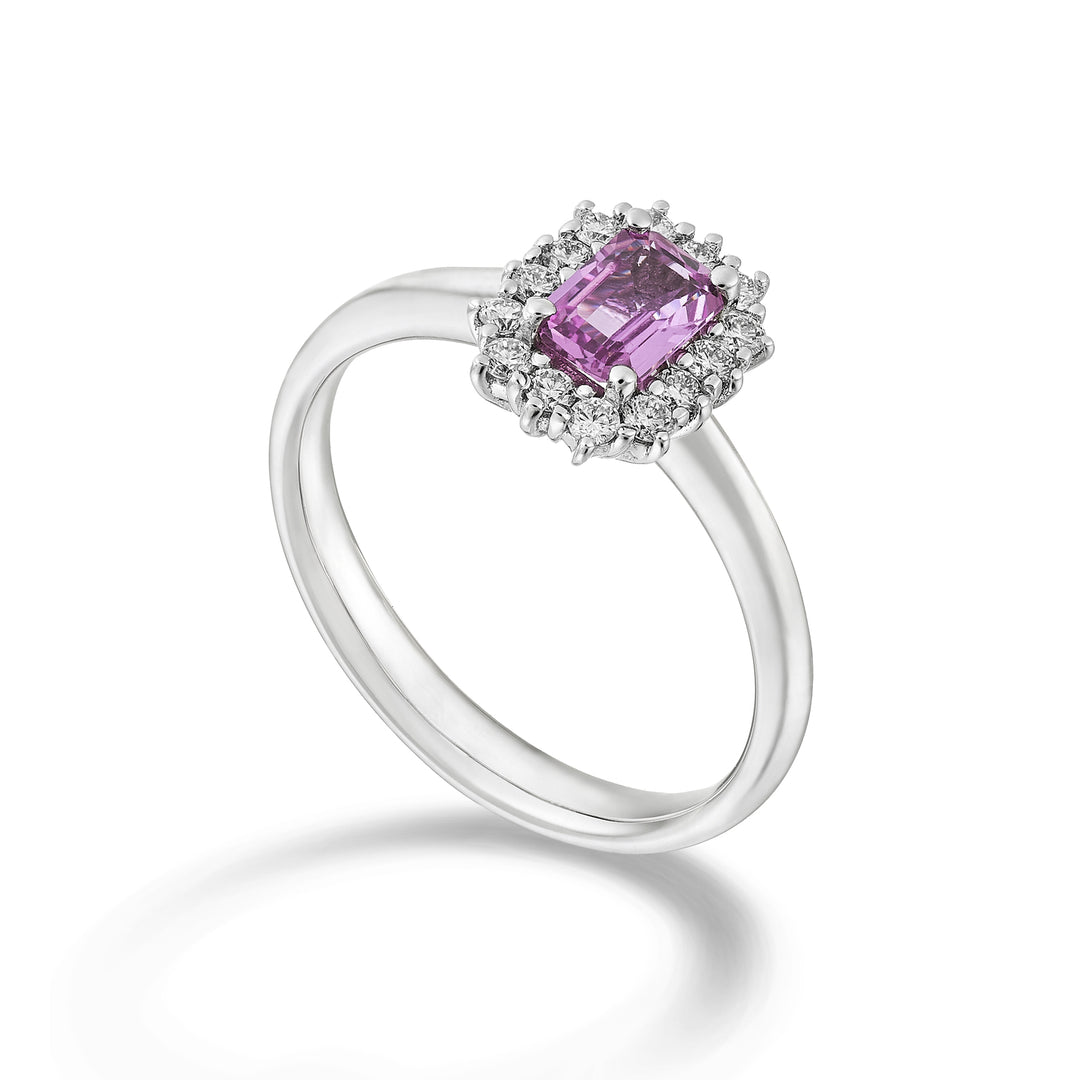 Bague zaff rose octogonale Golay 6x4 et 14 pierres ACL058DIZP64-14-24194110031