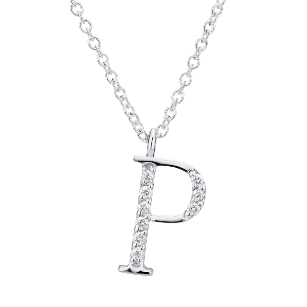 Golay cl 18k lettre p grand diam. Or blanc GDGFPO4 0,04 ct