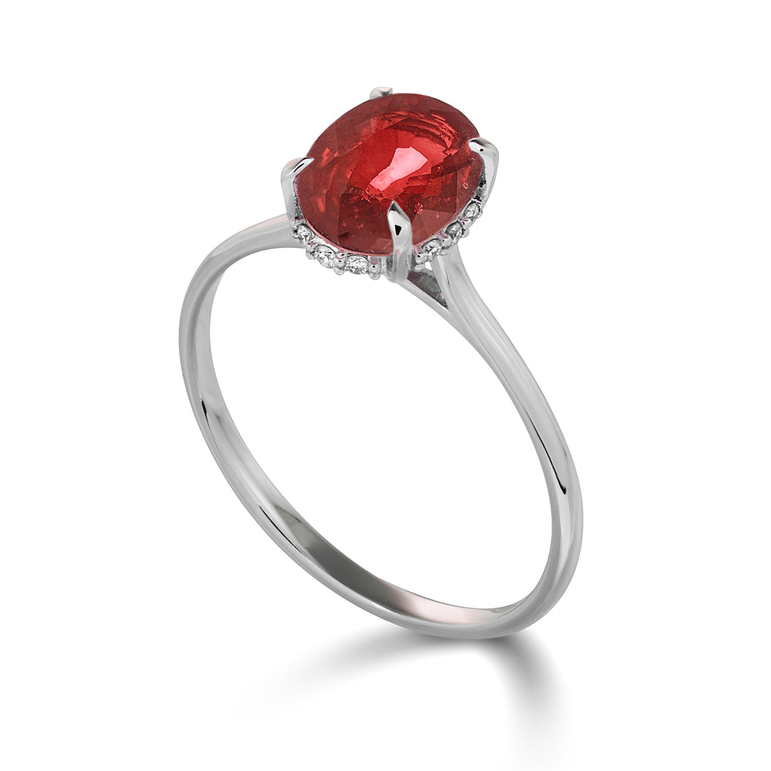 Mikiko an 18k oval ruby 8x6 set with diamonds MA5220O4RBR