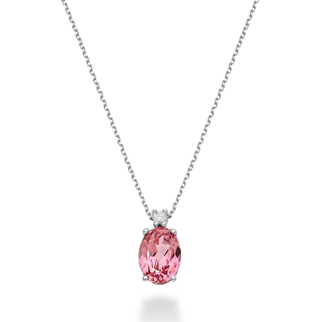 Saphir rose ovale Nihama cl 18 carats 8x6 ct.1,60 diam. ct.0,025 ND5036O4ZFRP