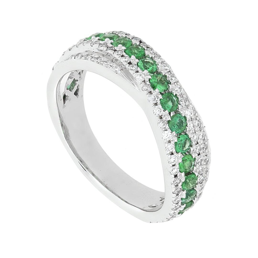 Anillo de media caña Golay con diamantes y esmeraldas AFMG003WDISM-22125110019