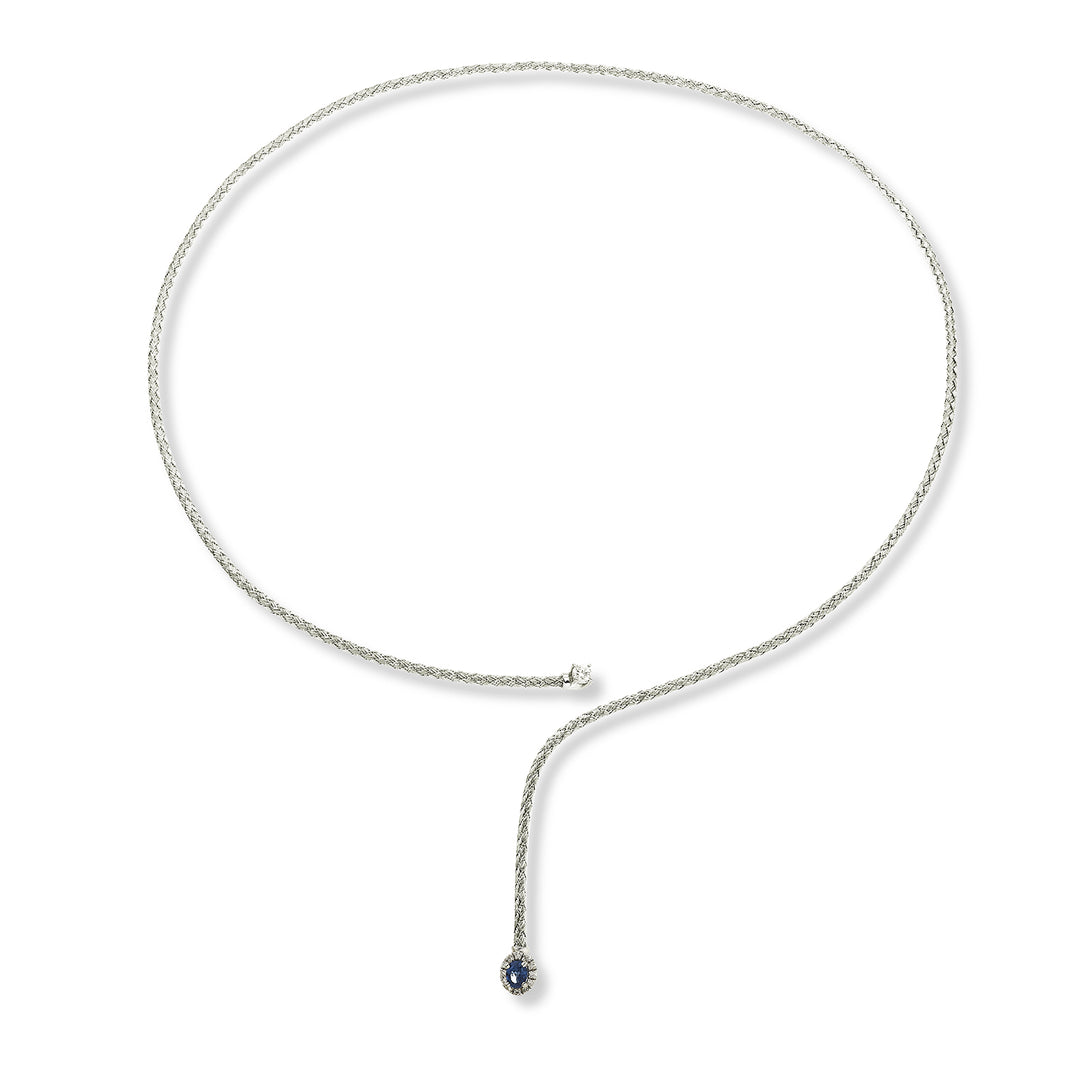World Diamond Group cl 18k maille saphir naturel ovale 4x3 ct.0,21 diam. Or blanc 0,13 ct GDMAGLIA02DIZFO4