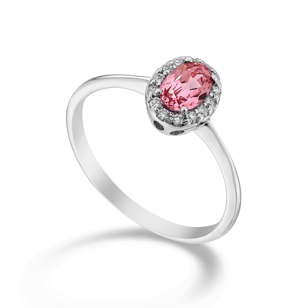 Mikiko un zafiro rosa ovalado de 18k 6x4 ct.0.60 dia ct.0.09 MA5115O4ZFRP