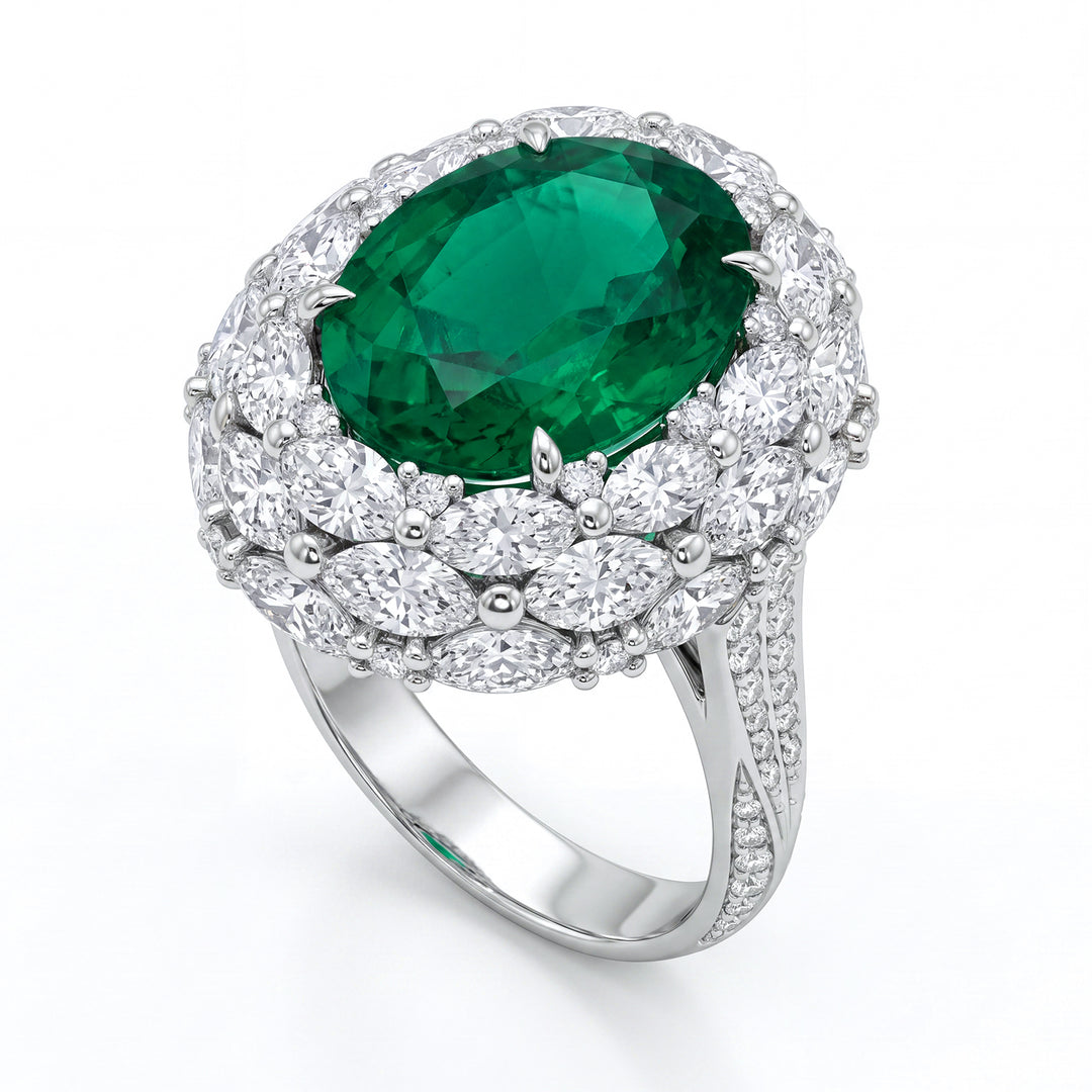 Anillo esmeralda World Diamond Group, 1/2 lunas y óvalos APU084WDISM-16182110070
