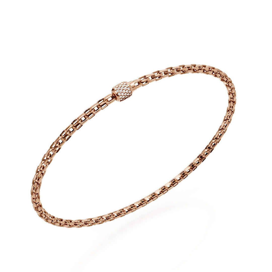 Golay bracciale maglia morbida quadrata, in oro rosa 18kt e chiusura incassata con diamanti, 19cm GBR004O3DIBI060-190
