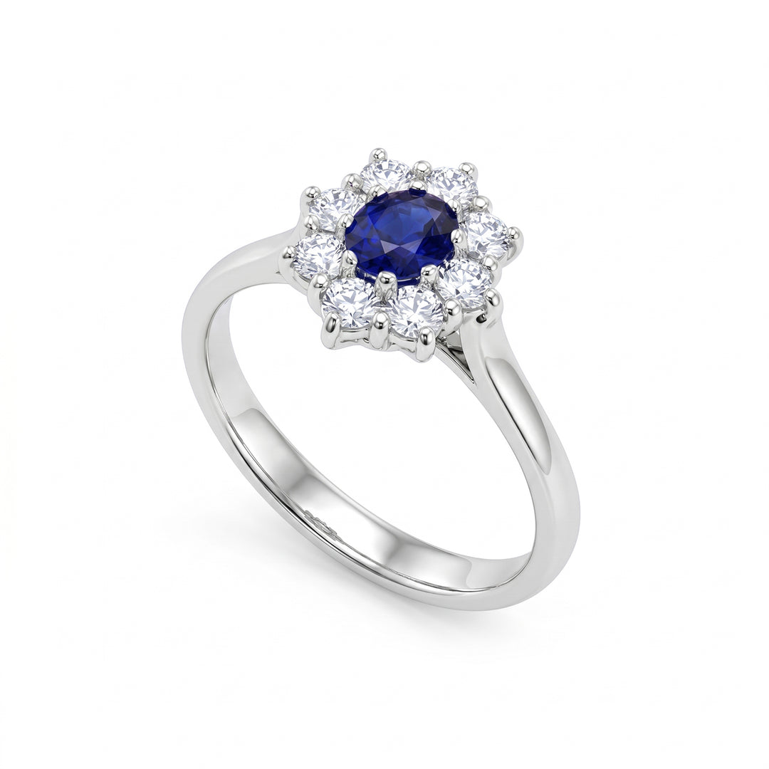 Golay oval sapphire ring 5x4 and contour 8 stones ACLC461DZB54-24199110013