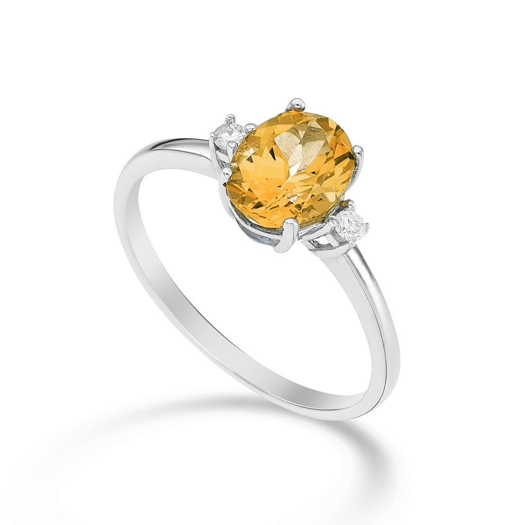 Mikiko an 18k oval citrine 8x6 ct.1,10 diam. 0.05 ct MA5074O4CITR