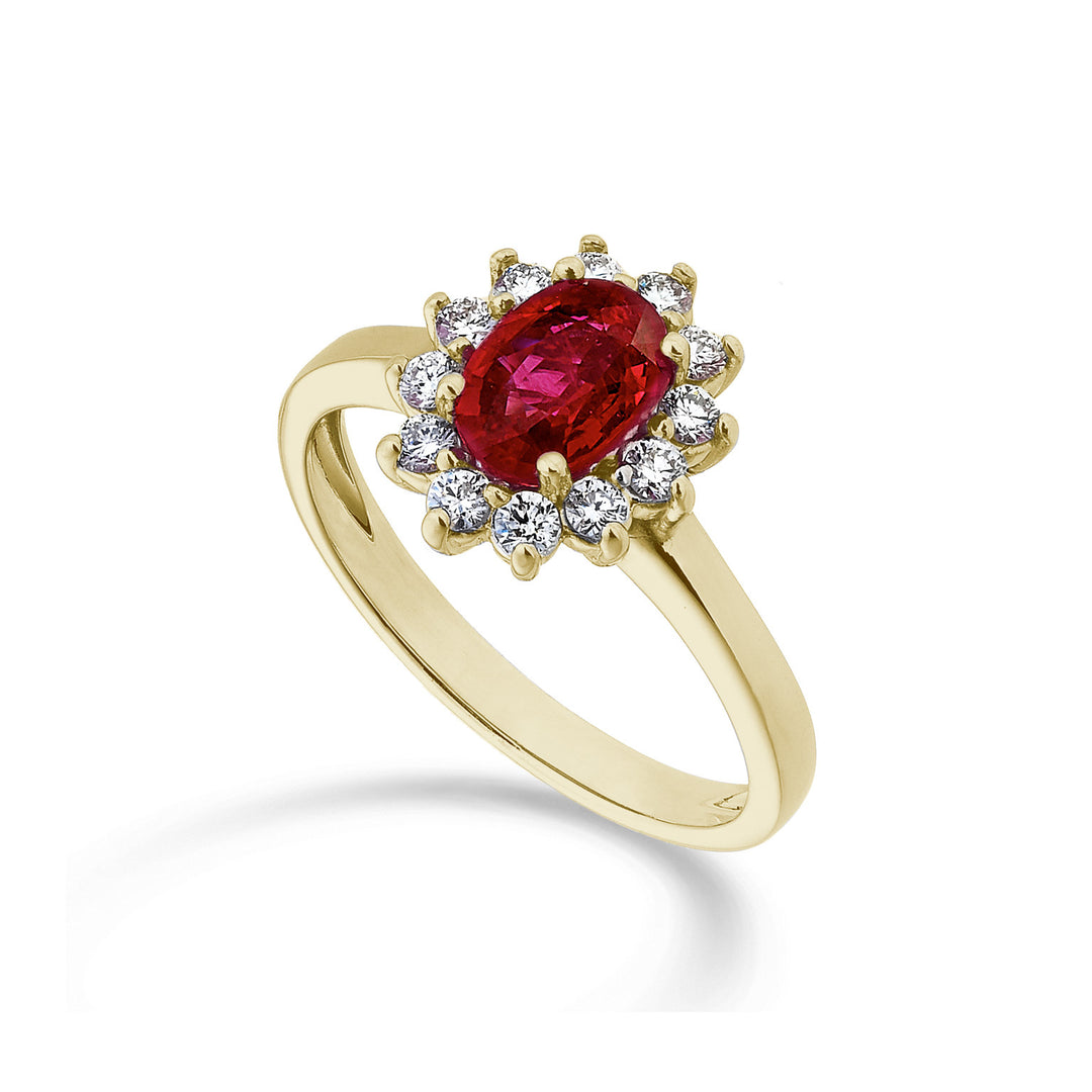 Mikiko un rubí ovalado de 18k en oro amarillo 7x5 de 0,90 ct diám. 0,30 quilates MA5094O1RBC