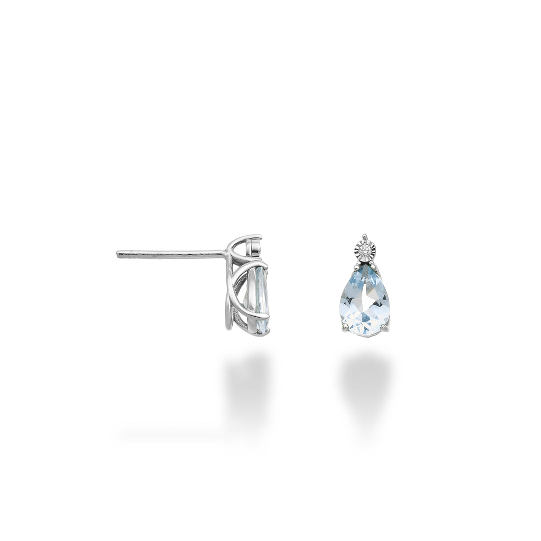 Nihama o gota de aguamarina de 9k 7x5 con diamante NO5177R4AM