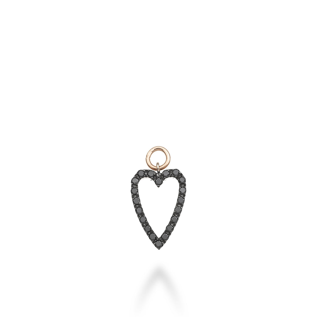 World Diamond Group charm cuore lungo 18k ct.0,20 black oro rosa GCH213BKO3