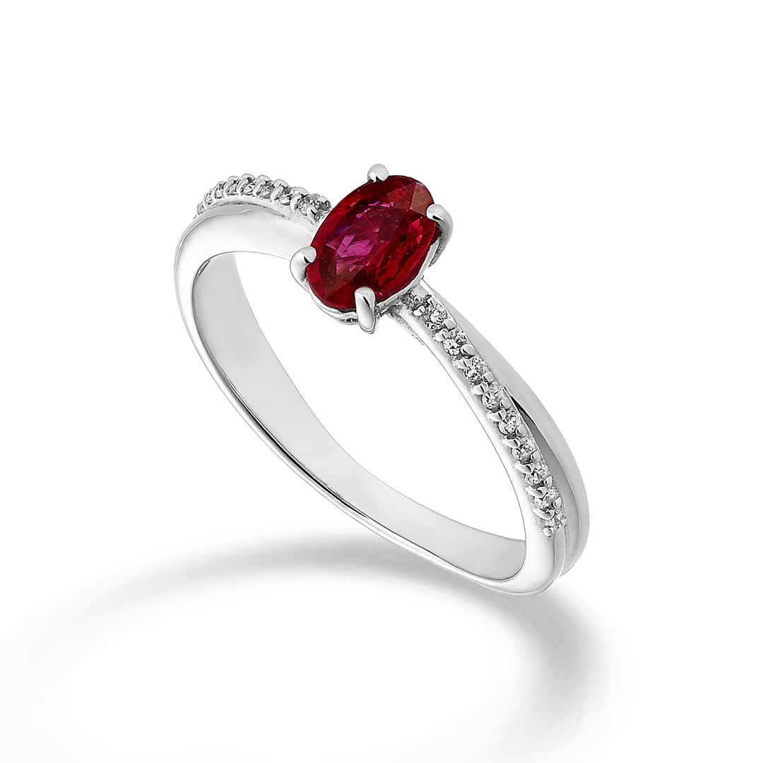 Nihama un rubí de 18k n. ovalado 6x4 ct.0,39 diam. ct.0.07 NA5103O4RBN039