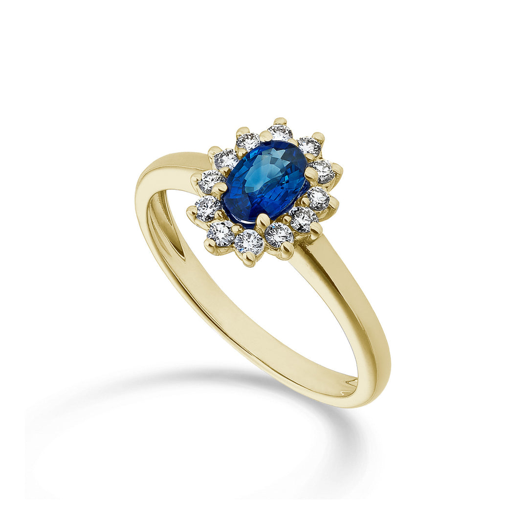 Nihama un zafiro de 18k no. ovalado 6x4 ct.0,62 diam. Oro amarillo de 0,23 ct NA5093O1ZFN062