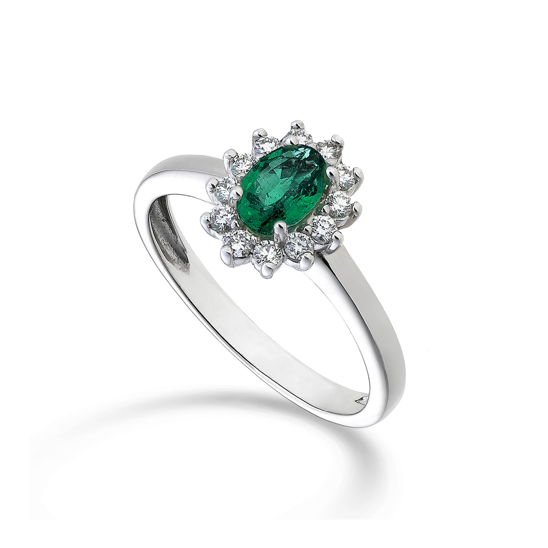 Mikiko una esmeralda ovalada de 9k 6x4 ct.0,30 diam. 0,23 quilates MA5093R4BE