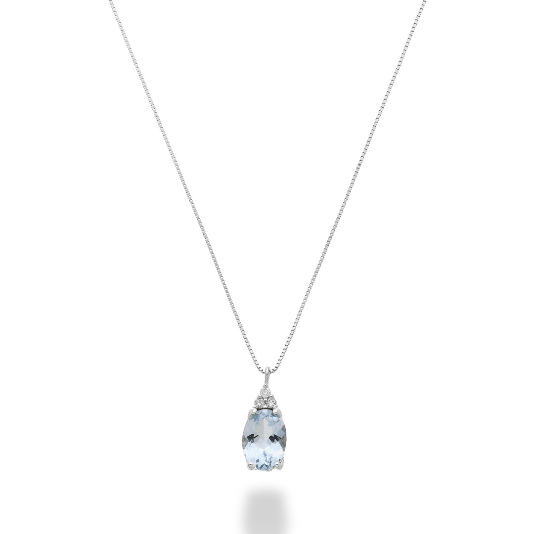 Mikiko cl 9k oval aquamarine 7x5 with three diamonds MD5189R4AM
