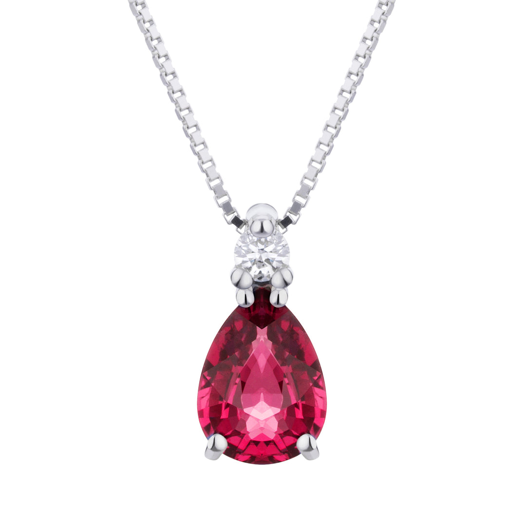 Golay girocollo rubino goccia 6x4 e diamanti PCL491DIRU1-19126110076