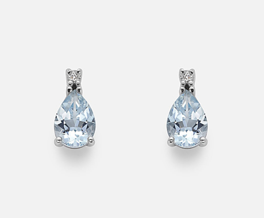 Nihama ou aigue-marine 18 carats goutte 7x5 ct.0,86 diam. 0,02 ct NO5027O4AM