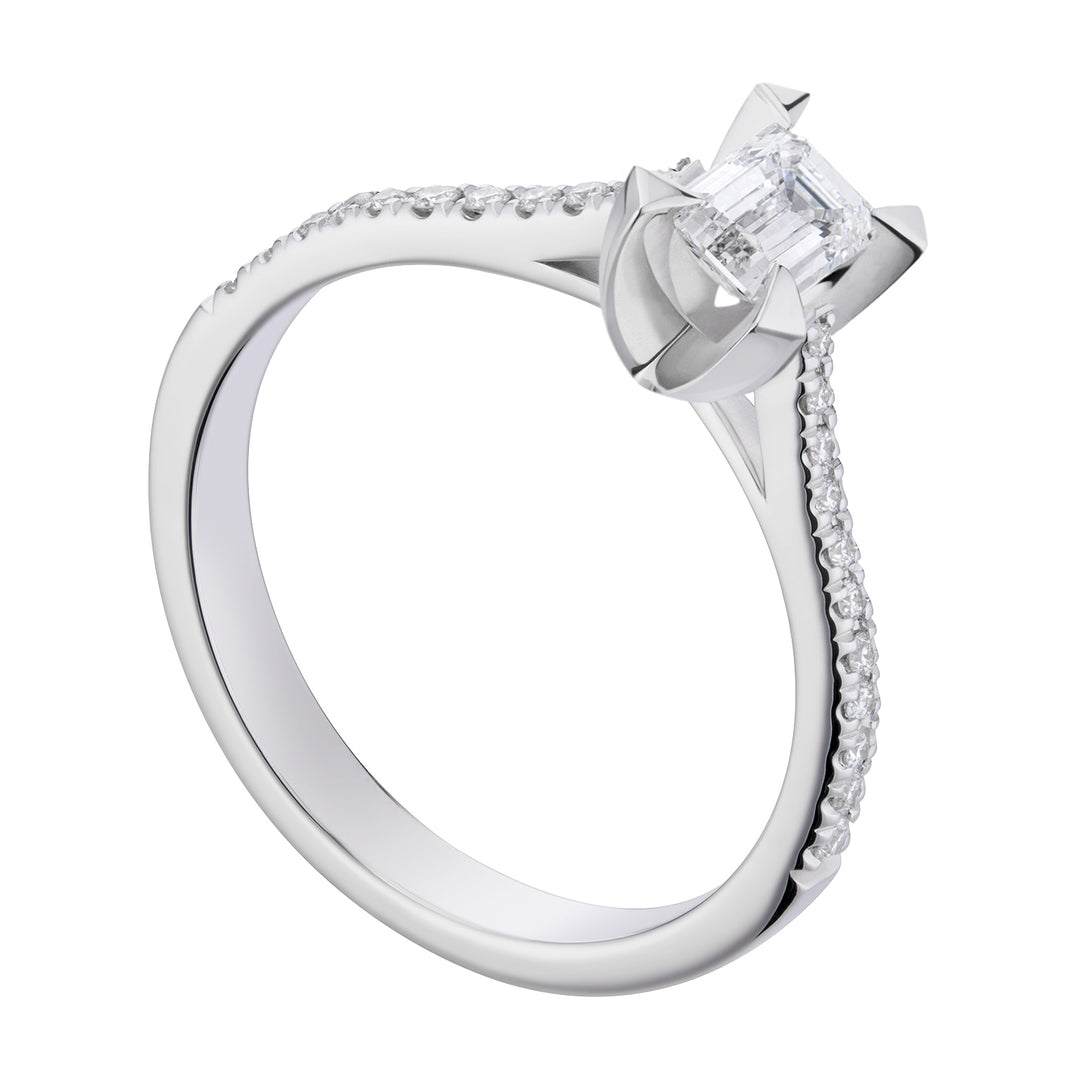 World Diamond Group solitario fm engastado con bisel de talla esmeralda y d ASLFME004DI-18263110081
