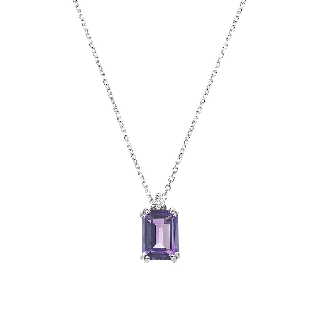 Nihama cl 18k octagonal amethyst 7x5 ct.0.90 diam. ct.0,025 NPCL090DIAMET2O4