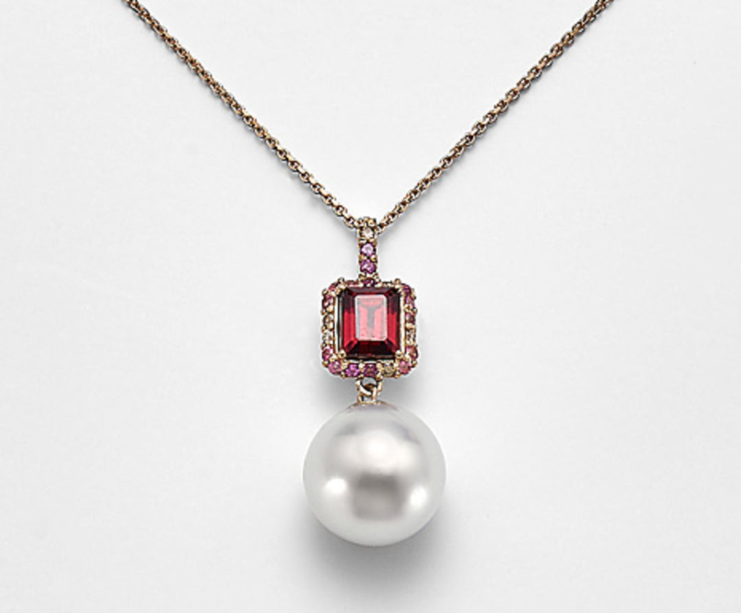 Nihama cl 18k sspw 11/12 ct.0,06 diam brown, pink tourmaline and rhodolite ND0984O3SABI110