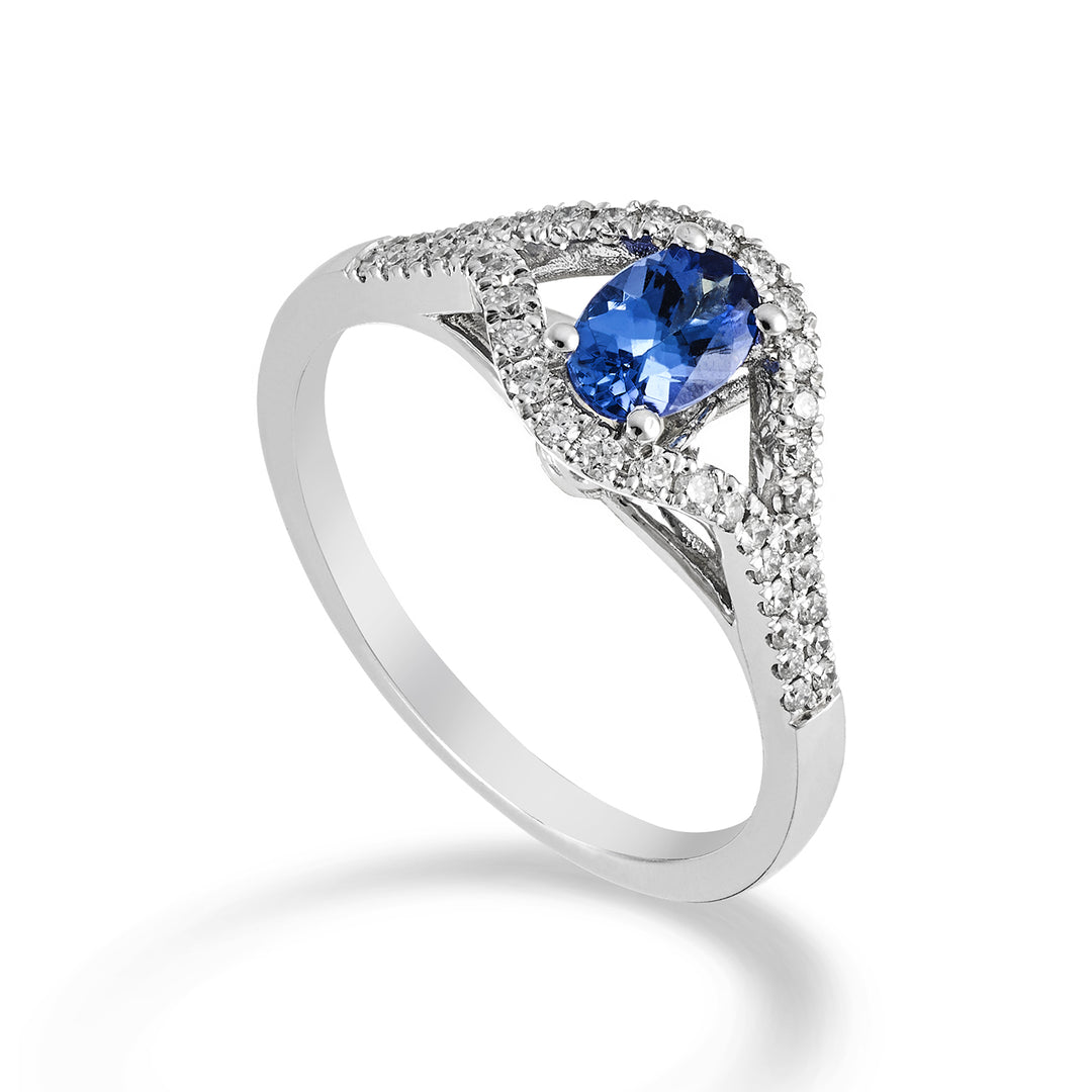 Golay anello tanzanite ovale 6x4 e contorno diamanti ACLC136DTZ64-22329110027