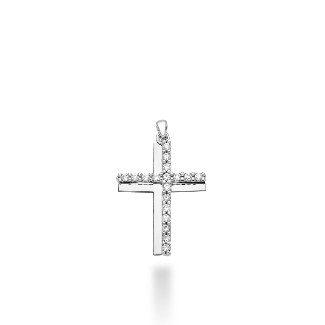 Nihama pe 18k 0,17 ct cruz de oro blanco 1,8 cm NP5015O4BR017