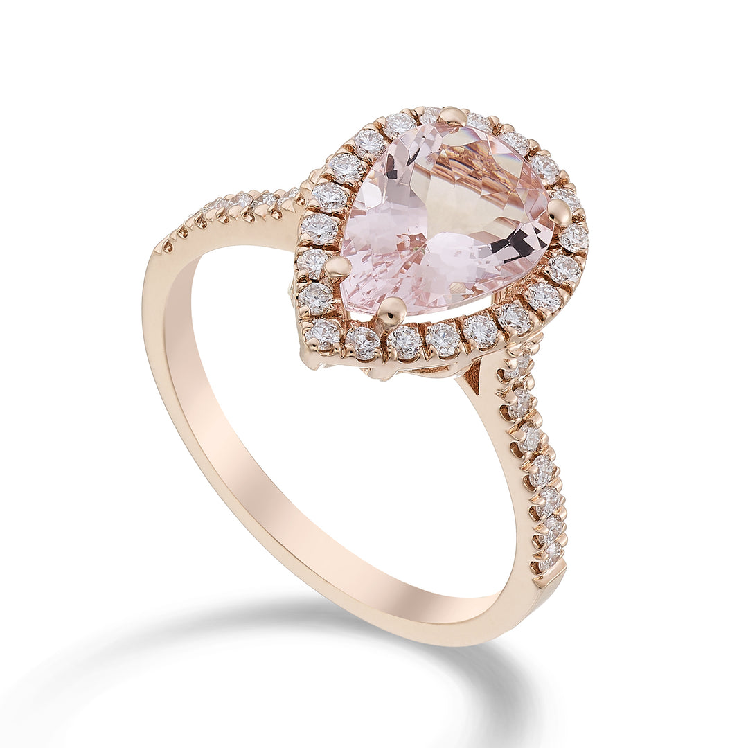 Golay anello morganite goccia 10x7 contorno e gambo inc ACLC202DMO710-23193110039