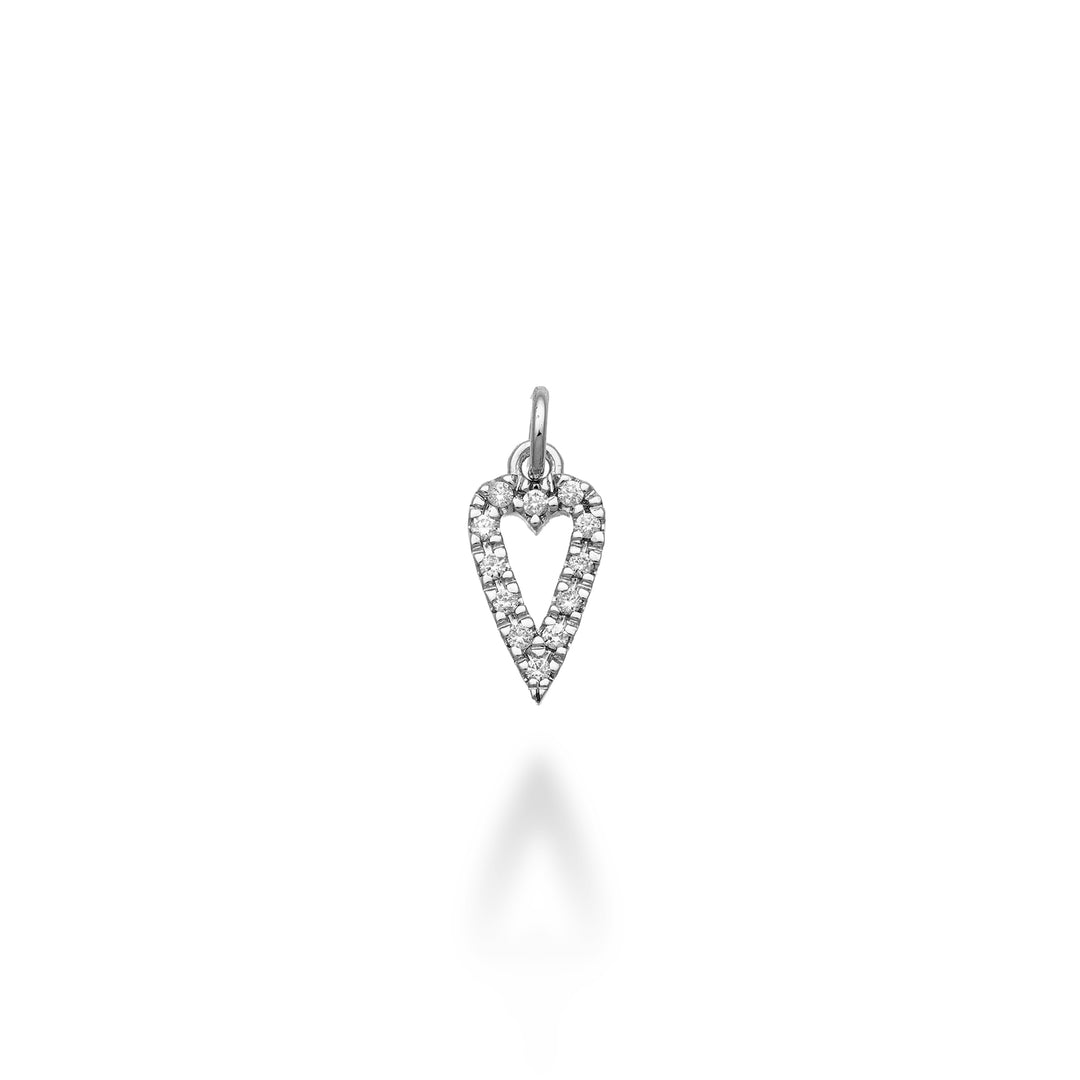 World Diamond Group pendente cuore piccolo allungato 18k ct.0,06 oro bianco GPEN214DIO4