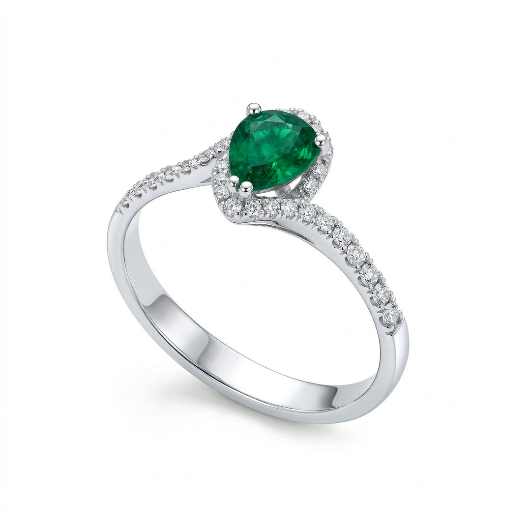 Golay emerald ring drop 7x5 with contour ACLC028WDISM-22168110004
